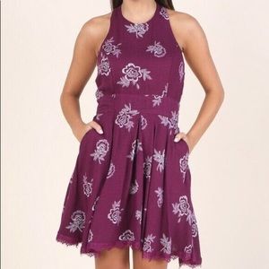 Altar’d State• Maroon Floral Mini T Strap Dress